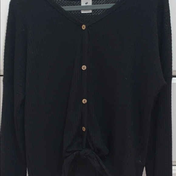 Black button up sweater (with tie in front) - Picture 2 of 3